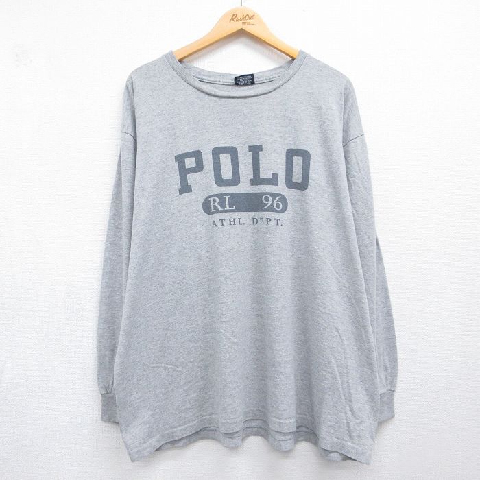 ラルフローレン 90s 長袖Tシャツ POLO 霜降りグレー メンズXL相当 | 古着