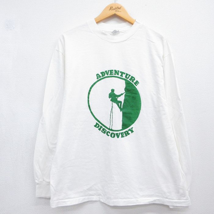 ヘインズ 80s 長袖Tシャツ クライミング ホワイト メンズXL相当 | 古着