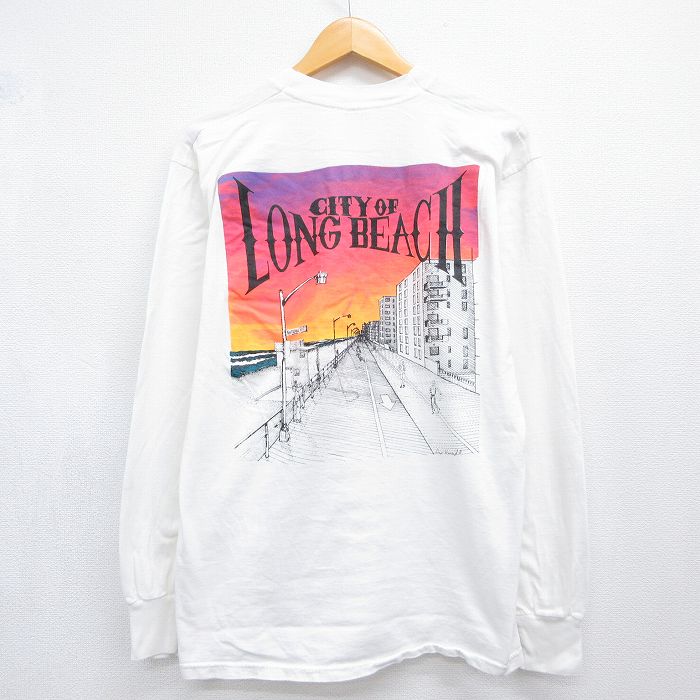 フルーツオブザルーム 00s 長袖Tシャツ ロングビーチ ホワイト メンズL相当 | 古着