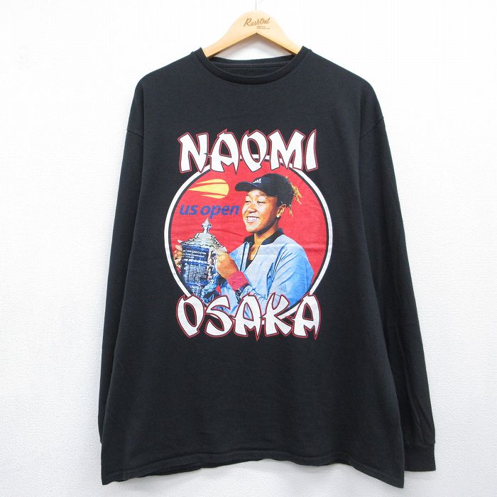大坂なおみ 長袖Tシャツ ブラック メンズXL相当 | 古着