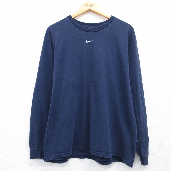 ナイキ 00s 長袖Tシャツ センタースウォッシュ ネイビー メンズXL相当 | 古着