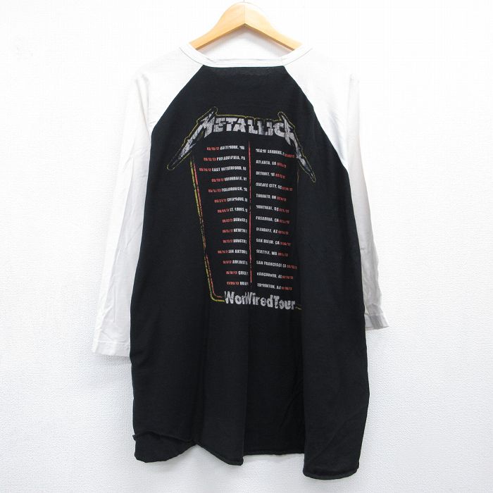 古着通販 XL☆古着 7分袖 ロック バンド Tシャツ メンズ メタリカ