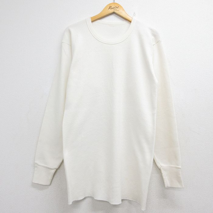 長袖サーマルTシャツ 無地 ベージュ メンズL相当 | 古着