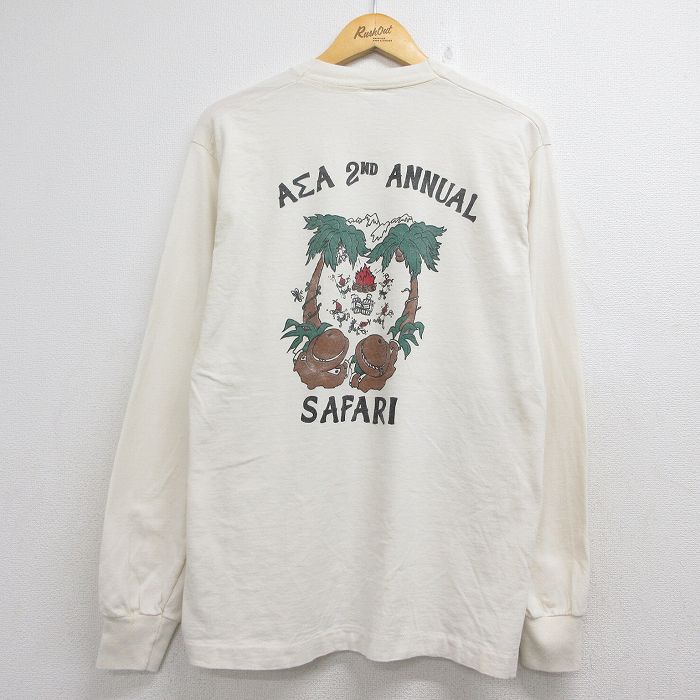 フルーツオブザルーム 90s 長袖Tシャツ SAFARI 生成り ベージュ メンズL相当 | 古着