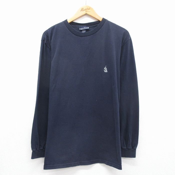 ノーティカ 90s 長袖Tシャツ ワンポイントロゴ ネイビー メンズXL相当 | 古着