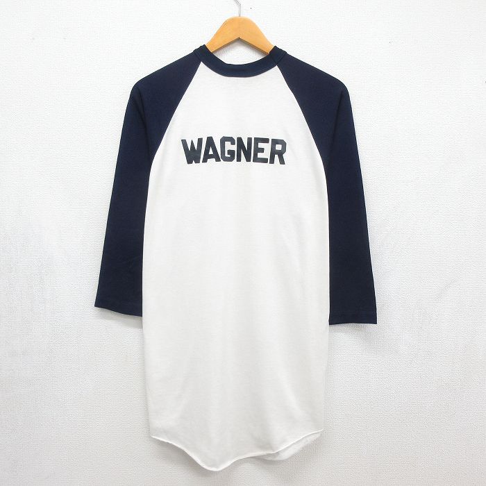 ラッセル 80s 7分袖Tシャツ WAGNER ネイビー メンズL相当 | 古着