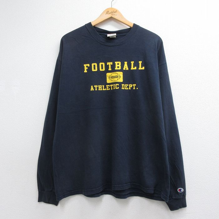 チャンピオン 00s 長袖Tシャツ フットボール ネイビー メンズXL相当 | 古着