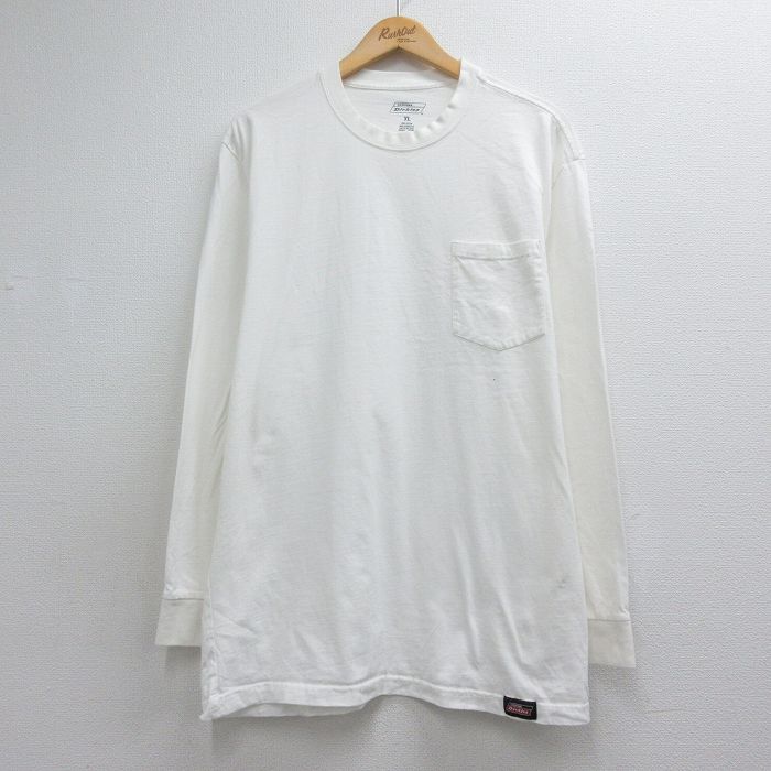 ディッキーズ 長袖Tシャツ 胸ポケット付き ホワイト メンズXL相当 | 古着