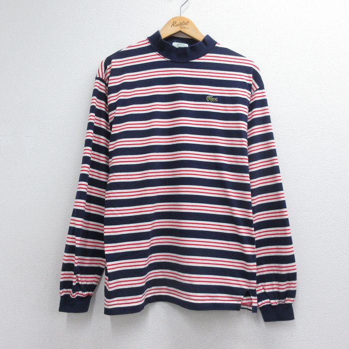 ラコステ 90s 長袖Tシャツ ワンポイントロゴ ネイビー メンズL相当 | 古着