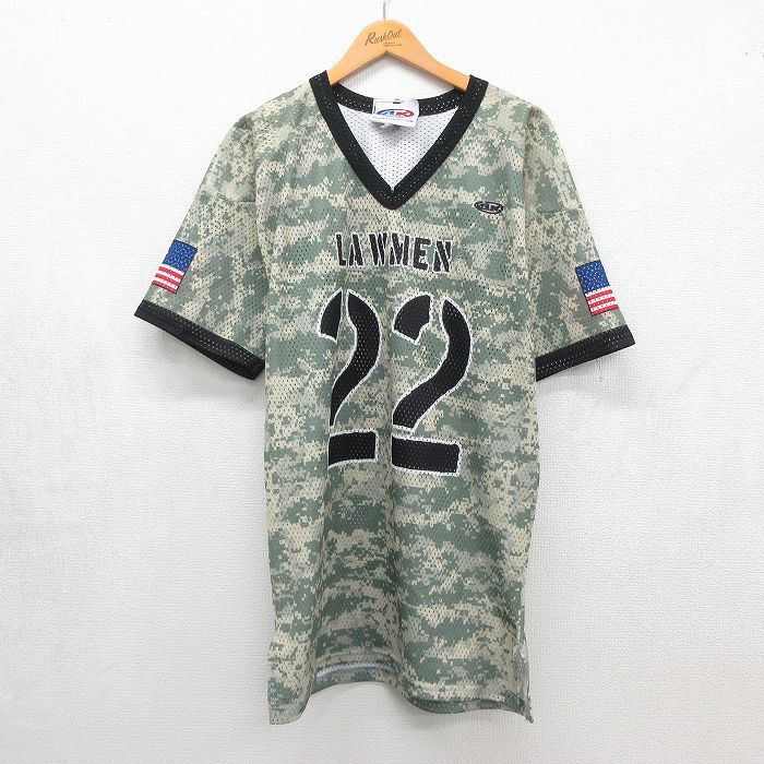 半袖Tシャツ LAWMEN 22 デジタルカモ カーキ メンズL相当 | 古着