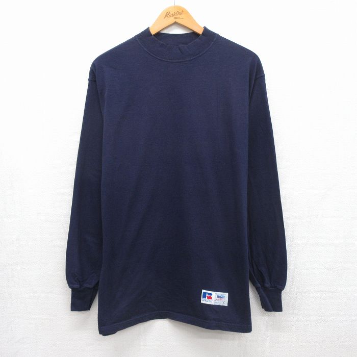 ラッセル 90s 長袖Tシャツ モックネック ネイビー メンズL相当 | 古着