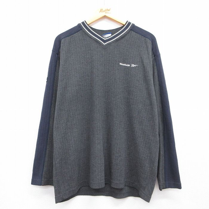 リーボック 長袖Tシャツ ワンポイントロゴ グレー メンズXL相当 | 古着