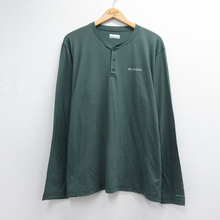 コロンビア 長袖Tシャツ ワンポイントロゴ グリーン メンズXL相当 | 古着