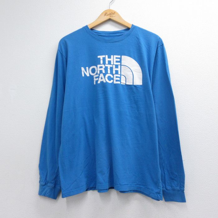 ノースフェイス 長袖Tシャツ ビッグロゴ ブルー メンズXL相当 | 古着