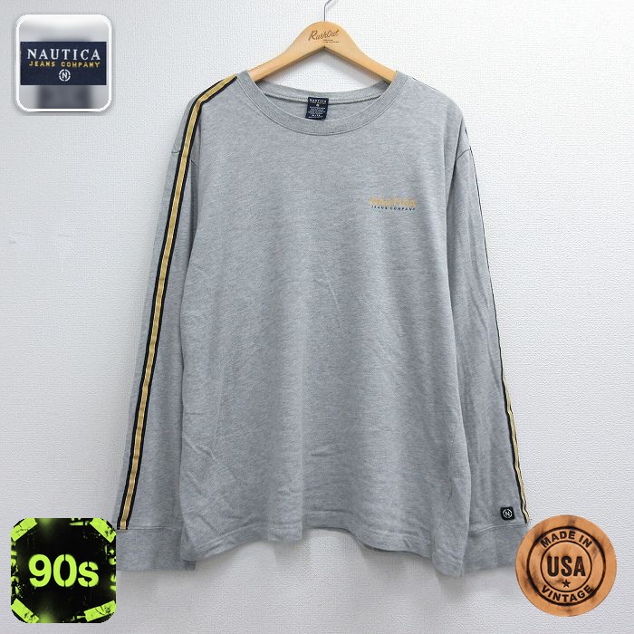 ノーティカ 90s 長袖Tシャツ ワンポイントロゴ グレー メンズXL相当 | 古着