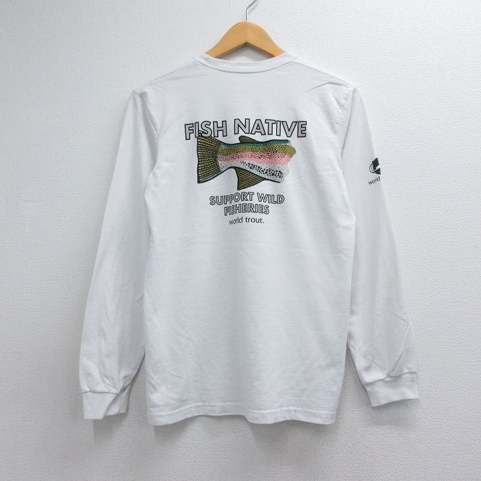 パタゴニア 長袖Tシャツ 魚 ホワイト メンズS相当 | 古着