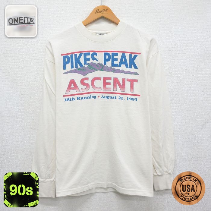 オニータ 90s 長袖Tシャツ パイクスピーク ホワイト メンズXL相当 | 古着