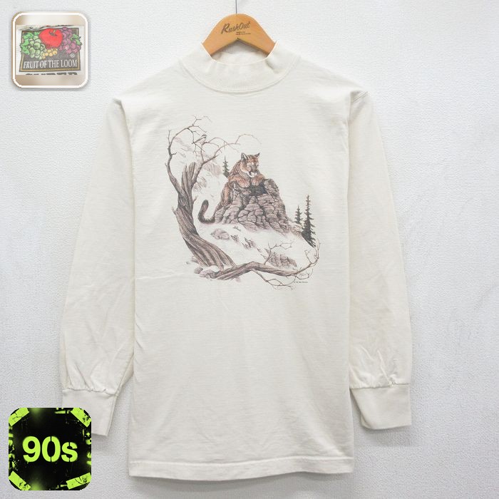フルーツオブザルーム 90s 長袖Tシャツ トラ ベージュ メンズS相当 | 古着