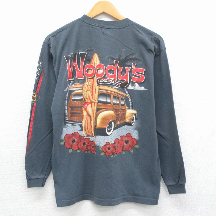 90s 長袖Tシャツ ウッディワゴン グレー メンズL相当 | 古着