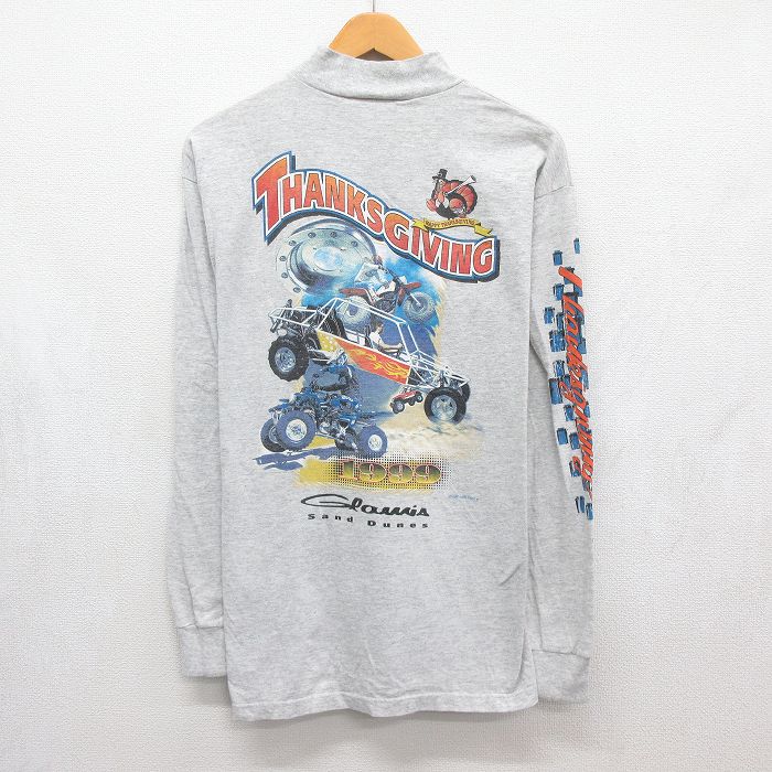 90s 長袖Tシャツ モックネック グレー メンズL相当 | 古着