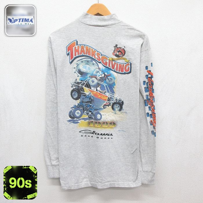 90s 長袖Tシャツ モックネック グレー メンズL相当 | 古着
