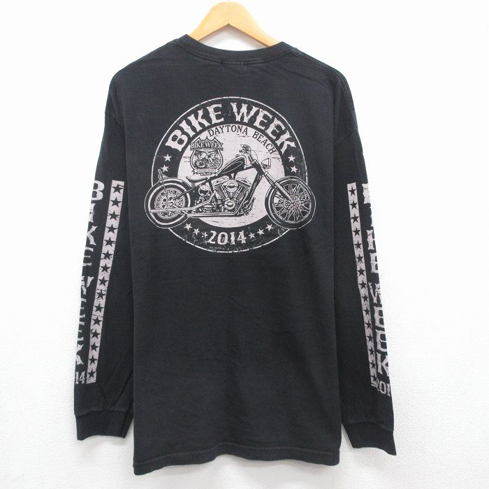 バイク 長袖Tシャツ ブラック メンズXL相当 | 古着