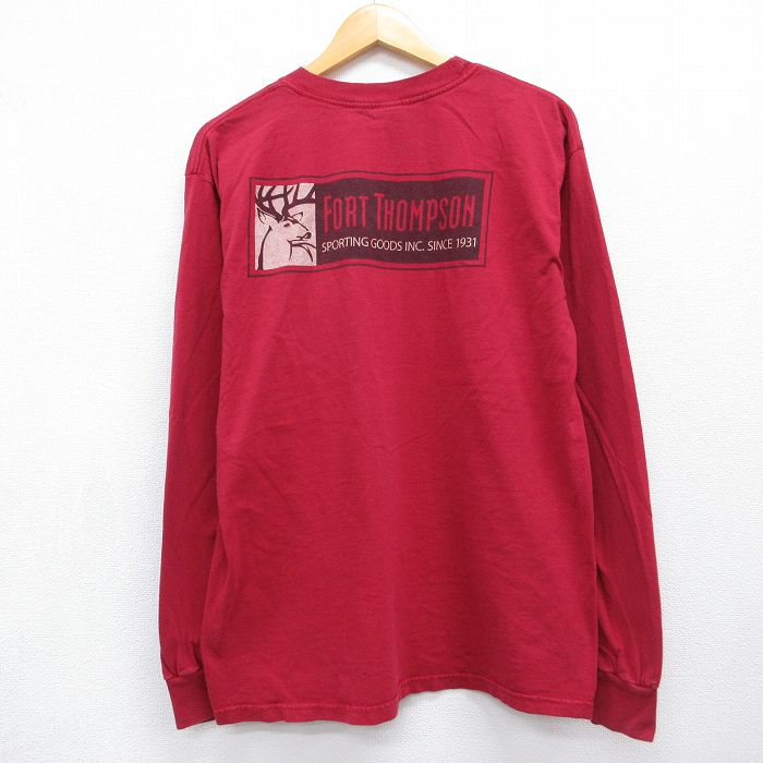 00s 長袖Tシャツ FORT THOMPSONシカ レッド メンズL相当 | 古着