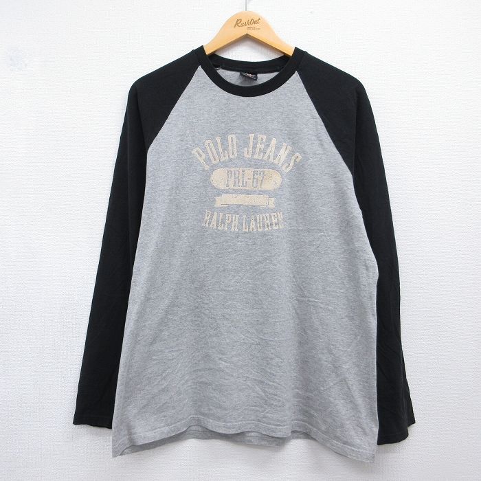ラルフローレン 長袖Tシャツ ビッグロゴ グレー メンズXL相当 | 古着