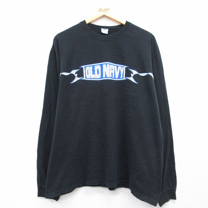 オールドネイビー 00s 長袖Tシャツ ビッグロゴ ブラック メンズXL相当 | 古着