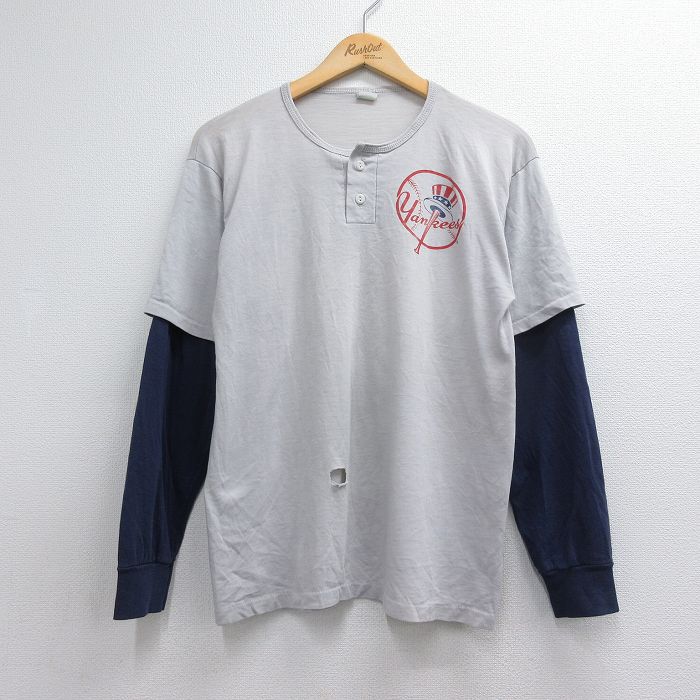 ARTEX 80s 長袖Tシャツ ニューヨークヤンキース グレー メンズM相当 | 古着