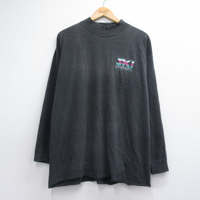 90s 長袖Tシャツ SKI SNOW BIRD ブラック メンズXL相当 | 古着