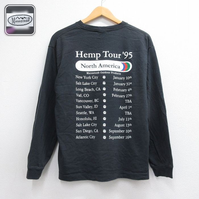 マナスタッシュ 長袖Tシャツ ブラック メンズL相当 | 古着