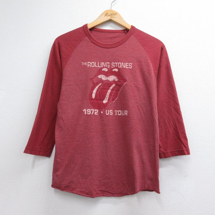 00s 7分袖ロックTシャツ ローリングストーンズラグラン バーガンディ メンズM相当 | 古着