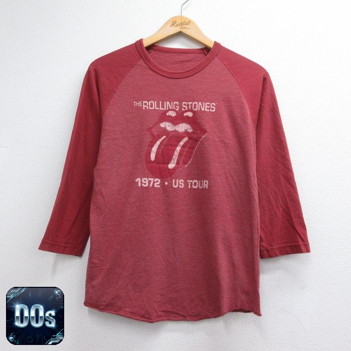 00s 7分袖ロックTシャツ ローリングストーンズラグラン バーガンディ メンズM相当 | 古着