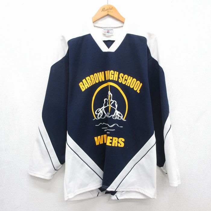 90s 長袖Tシャツ WHALERS ネイビー メンズXL相当 | 古着