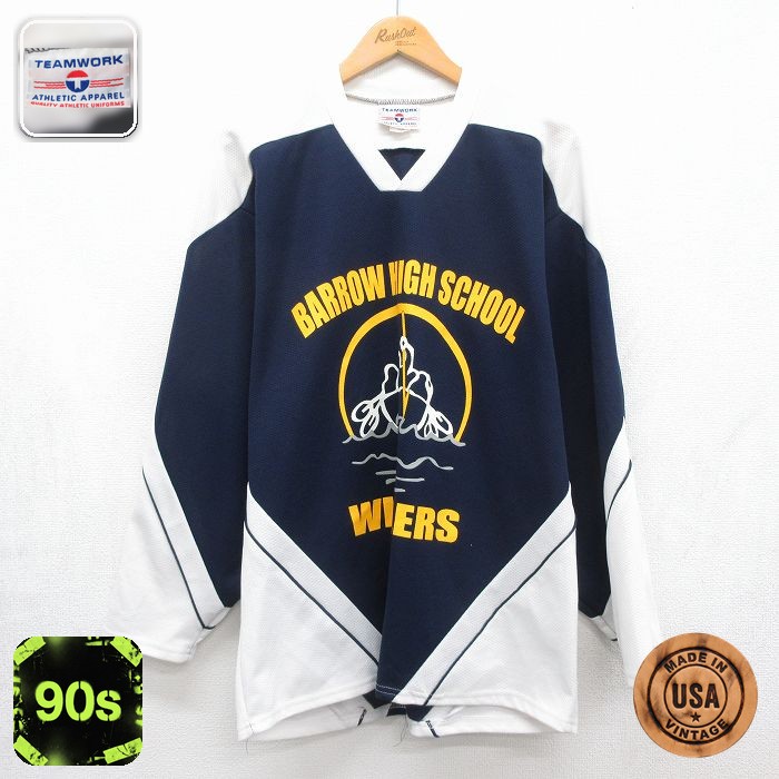 90s 長袖Tシャツ WHALERS ネイビー メンズXL相当 | 古着