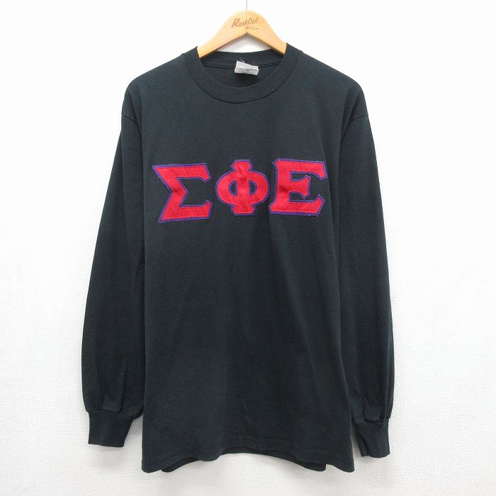 ジャージーズ 90s 長袖Tシャツ ギリシャ文字 ブラック メンズXL相当 | 古着