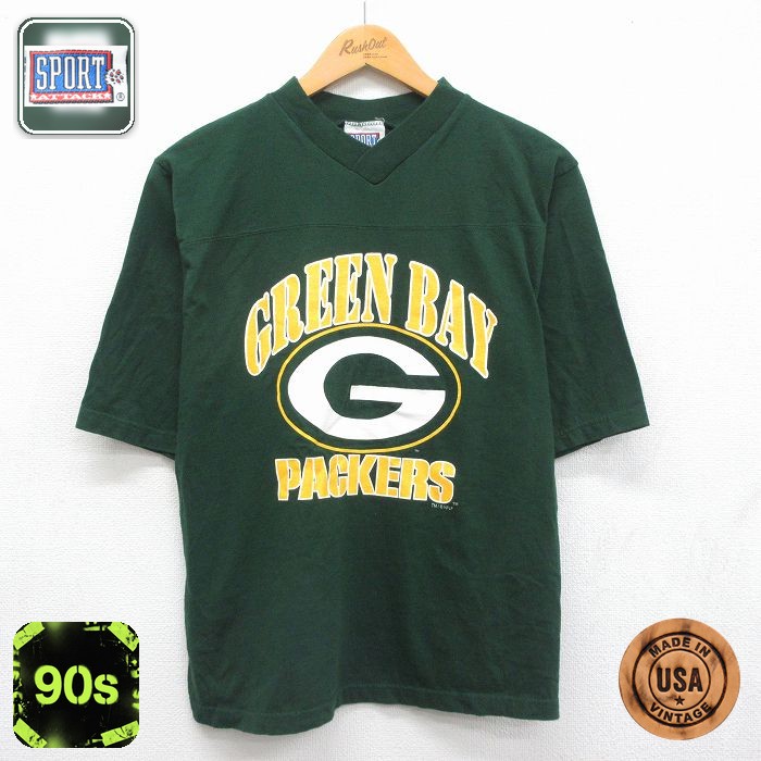90s 半袖Tシャツ グリーンベイパッカーズ グリーン メンズM相当 | 古着