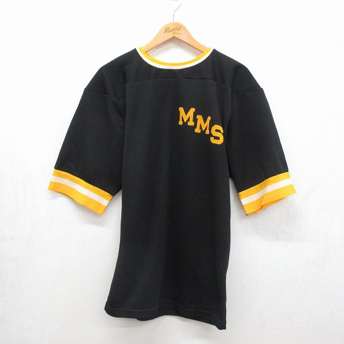 80s 半袖フットボールTシャツ MMS ブラック メンズS相当 | 古着