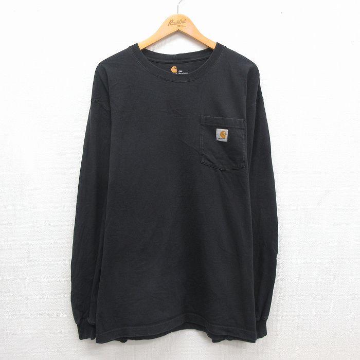 カーハート 長袖Tシャツ 胸ポケット付き ブラック メンズXL相当 | 古着