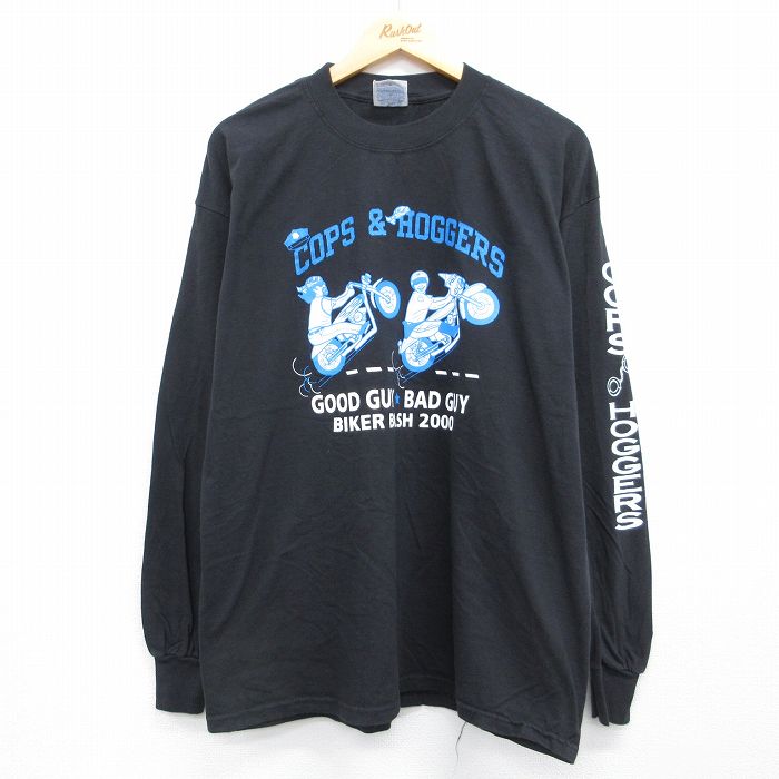 00s 長袖Tシャツ ポリス ブラック メンズXL相当 | 古着