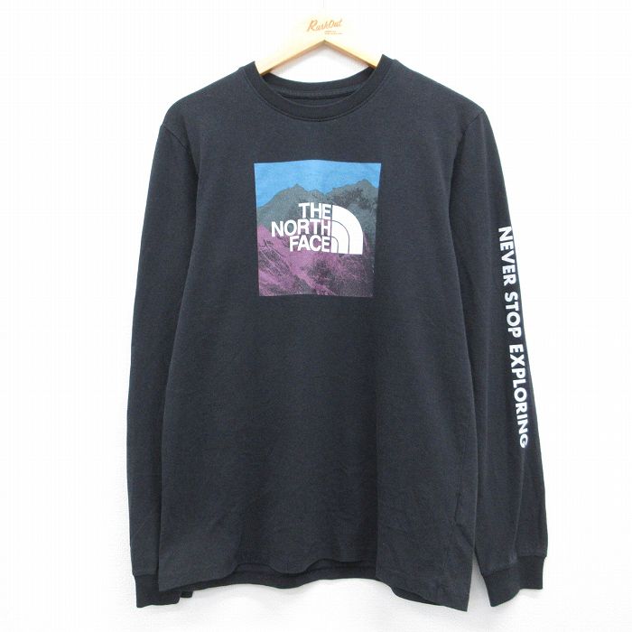 ノースフェイス 長袖Tシャツ ビッグロゴ ブラック メンズM相当 | 古着