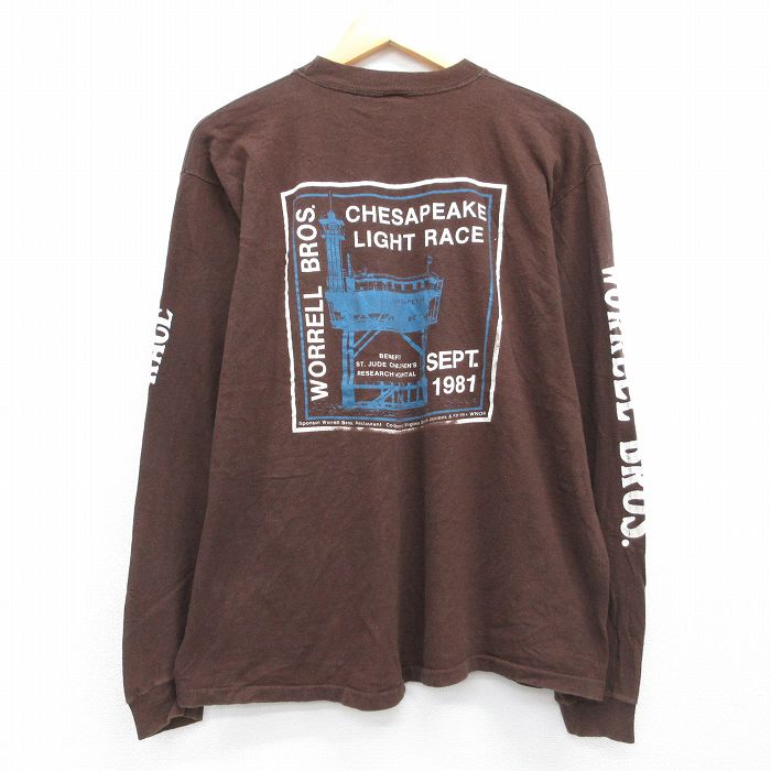 80s 長袖Tシャツ WORRELL ブラウン メンズL相当 | 古着