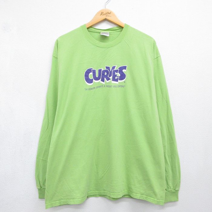 ヘインズ 00s 長袖Tシャツ CURVES グリーン メンズXL相当 | 古着