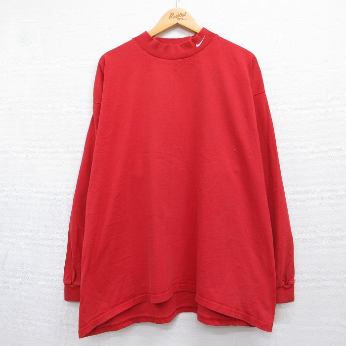 ナイキ 00s 長袖Tシャツ ワンポイントロゴ レッド メンズXL相当 | 古着