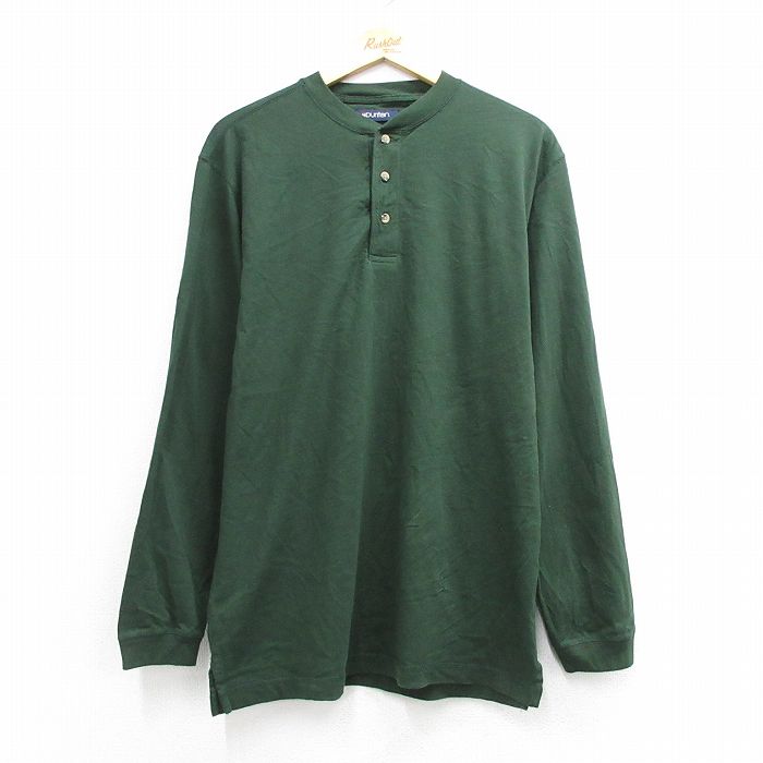 ピューリタン 00s 長袖Tシャツ ヘンリーネック グリーン メンズL相当 | 古着
