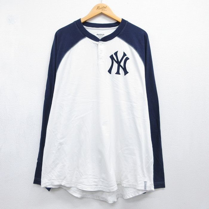 リーボック 長袖Tシャツ MLBニューヨークヤンキース ホワイト メンズXL相当 | 古着