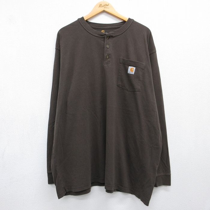 カーハート 長袖Tシャツ 胸ポケット付き ブラウン メンズXL相当 | 古着