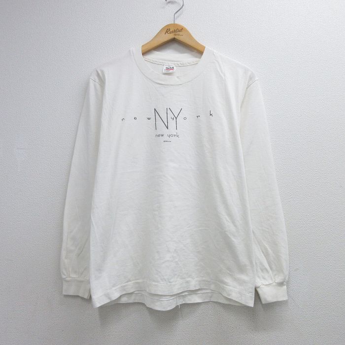90s 長袖Tシャツ ニューヨーク ホワイト メンズM相当 | 古着