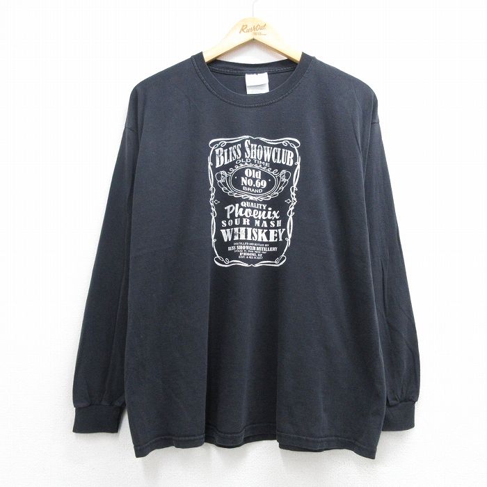 ヘインズ 00s 長袖Tシャツ BLISS SHOWCLUB ブラック メンズXL相当 | 古着